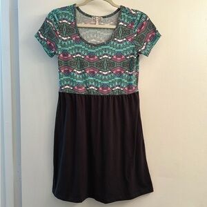 Colorful Printed Babydoll Mini Dress — Size Small